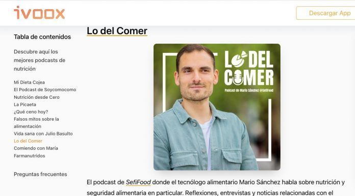 “Lo del Comer” entre los 10 mejores podcasts de nutrición en iVoox